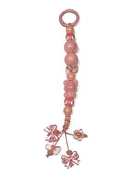 Image 4 of 1PC. PEACH BOWS AND BEAR ACRYLIC/RESIN HAND MADE KEY RING LANYARD/PURSE SWAG/CELL  SWAG