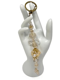 Image 1 of 1PC. ANTIQUE BRONZE/GOLD TONE ACCENT BEADED ACRYLIC/RESIN HAND MADE KEY RING /PURSE SWAG/CELL  SWAG