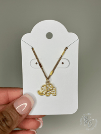 Golden Elephant Rhinestone Necklace 