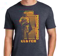 Image 2 of "BOUNTY HUNTER" T-SHIRT (ORANGE ON HEATHER NAVY)