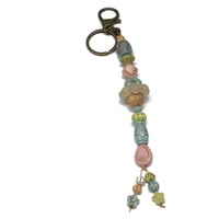 Image 2 of 1PC. ANTIQUE BRONZE/VINTAGE STYLE BEADED ACRYLIC/RESIN HAND MADE KEY RING /PURSE SWAG/CELL  SWAG