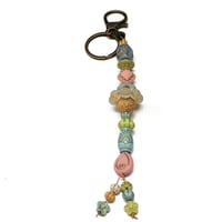 Image 1 of 1PC. ANTIQUE BRONZE/VINTAGE STYLE BEADED ACRYLIC/RESIN HAND MADE KEY RING /PURSE SWAG/CELL  SWAG