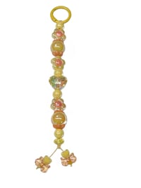 Image 2 of 1PC. YELLOW HEARTS/ORANGE BOWS ACRYLIC/RESIN HAND MADE KEY RING LANYARD/PURSE SWAG/CELL  SWAG