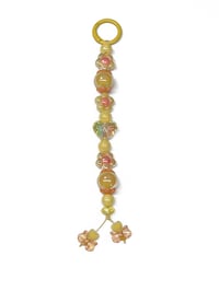 Image 5 of 1PC. YELLOW HEARTS/ORANGE BOWS ACRYLIC/RESIN HAND MADE KEY RING LANYARD/PURSE SWAG/CELL  SWAG