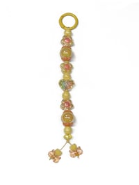 Image 6 of 1PC. YELLOW HEARTS/ORANGE BOWS ACRYLIC/RESIN HAND MADE KEY RING LANYARD/PURSE SWAG/CELL  SWAG