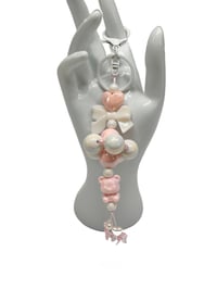 Image 5 of 1PC. PINK BEAR & HEART BEADED ACRYLIC/RESIN HAND MADE KEY RING /PURSE SWAG/CELL  SWAG