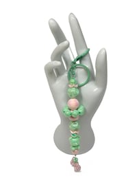Image 3 of 1PC. PINK &MINT BEAR  BEADED ACRYLIC/RESIN HAND MADE KEY RING /PURSE SWAG/CELL  SWAG
