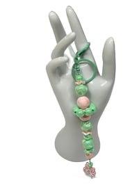 Image 4 of 1PC. PINK &MINT BEAR  BEADED ACRYLIC/RESIN HAND MADE KEY RING /PURSE SWAG/CELL  SWAG