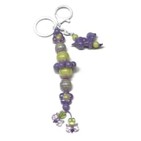 Image 4 of 1PC. PURPLE UNICORN & FLOWER BEAD ACRYLIC/RESIN HAND MADE KEY RING /PURSE SWAG/CELL  SWAG