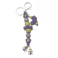 Image 5 of 1PC. PURPLE UNICORN & FLOWER BEAD ACRYLIC/RESIN HAND MADE KEY RING /PURSE SWAG/CELL  SWAG
