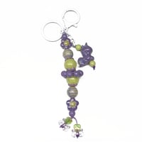 Image 6 of 1PC. PURPLE UNICORN & FLOWER BEAD ACRYLIC/RESIN HAND MADE KEY RING /PURSE SWAG/CELL  SWAG