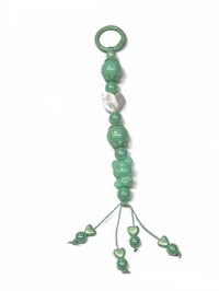 Image 3 of 1PC. WHITE HEART/GREEN BEAR ACRYLIC/RESIN HAND MADE KEY RING LANYARD/PURSE SWAG/CELL  SWAG