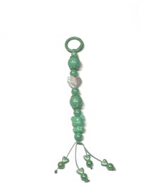 Image 4 of 1PC. WHITE HEART/GREEN BEAR ACRYLIC/RESIN HAND MADE KEY RING LANYARD/PURSE SWAG/CELL  SWAG