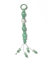 Image 5 of 1PC. WHITE HEART/GREEN BEAR ACRYLIC/RESIN HAND MADE KEY RING LANYARD/PURSE SWAG/CELL  SWAG