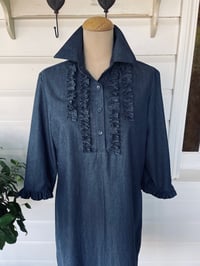 Image 2 of Dark Chambray Tunic Dress with Frills