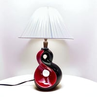 Image 2 of Lampe de chevet rétro en céramique rouge et noir 1950s 1960s