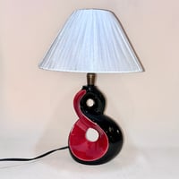 Image 1 of Lampe de chevet rétro en céramique rouge et noir 1950s 1960s
