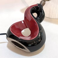Image 5 of Lampe de chevet rétro en céramique rouge et noir 1950s 1960s