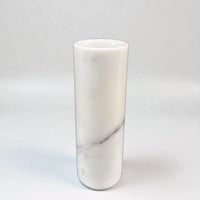 Image 4 of Vase rouleau en marbre blanc naturel vintage 1970 - Vase cylindrique 