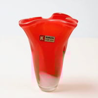 Image 9 of Grand vase en verre soufflé rouge KURATA Craft japonais - Made in Japan - 1970s