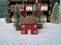 Red Snowy Hanging Cottage