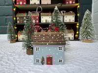 Pale Blue Snowy Hanging Cottage