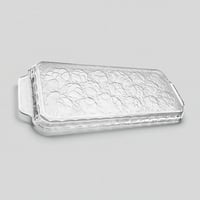 Image 7 of Plat Art Déco en verre moulé dépoli vintage 1935 rectangulaire - Vallerysthal 1930 - Fleurs