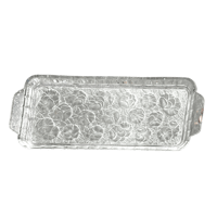 Image 2 of Plat Art Déco en verre moulé dépoli vintage 1935 rectangulaire - Vallerysthal 1930 - Fleurs