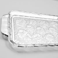 Image 4 of Plat Art Déco en verre moulé dépoli vintage 1935 rectangulaire - Vallerysthal 1930 - Fleurs