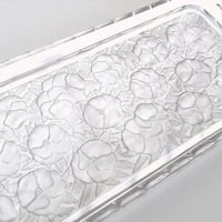 Image 5 of Plat Art Déco en verre moulé dépoli vintage 1935 rectangulaire - Vallerysthal 1930 - Fleurs