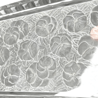 Image 9 of Plat Art Déco en verre moulé dépoli vintage 1935 rectangulaire - Vallerysthal 1930 - Fleurs