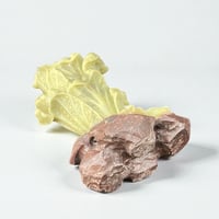 Image 4 of Sculpture d'art de chou chinois vert en pierre Qingtian - Zhejiang - jade 