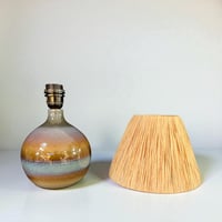 Image 8 of Lampe en céramique grès bleu vintage signé Jean-Marie Delahaye (JM), 1980  Abat-jour corde