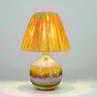 Image 2 of Lampe en céramique grès bleu vintage signé Jean-Marie Delahaye (JM), 1980  Abat-jour corde