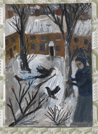 Feeding the winter birds by Cathy Cullis