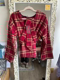 Image 4 of Reversible Flannel Wrap/Medium Red Plaid
