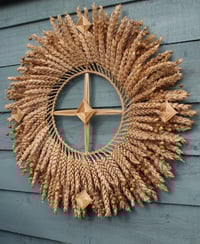 Image 1 of Large solar cross wheat wreath