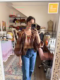 Image 1 of Alice Blouse in Autumnal Plaid Linen/Medium