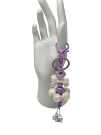 Image 3 of  1PC. PURPLE HEART BEADED  ACRYLIC/RESIN HAND MADE KEY RING /PURSE SWAG/CELL  SWAG