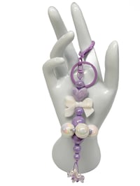 Image 5 of  1PC. PURPLE HEART BEADED  ACRYLIC/RESIN HAND MADE KEY RING /PURSE SWAG/CELL  SWAG