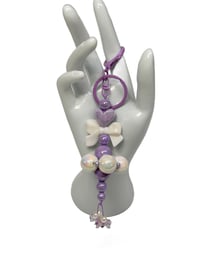 Image 6 of  1PC. PURPLE HEART BEADED  ACRYLIC/RESIN HAND MADE KEY RING /PURSE SWAG/CELL  SWAG