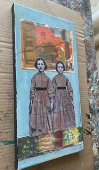 Image 2 of Lily and Rose twins original mixed media painting with cold wax 