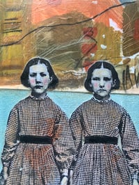 Image 1 of Lily and Rose twins original mixed media painting with cold wax 