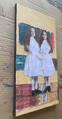 Image 2 of Twin series original mixed media art on canvas vintage girls