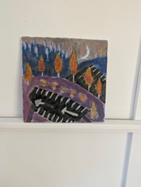 Image 2 of Autumn Evening, 2025. Oil on linen. 10 x 10 inches. Unframed.