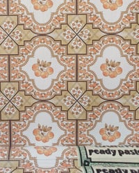 Image 1 of 1970s Vintage Muravinyl Wallpaper Rolls - Moroccan Tiles Peach Kitchen Fruit Kitsch - (Set of 2)