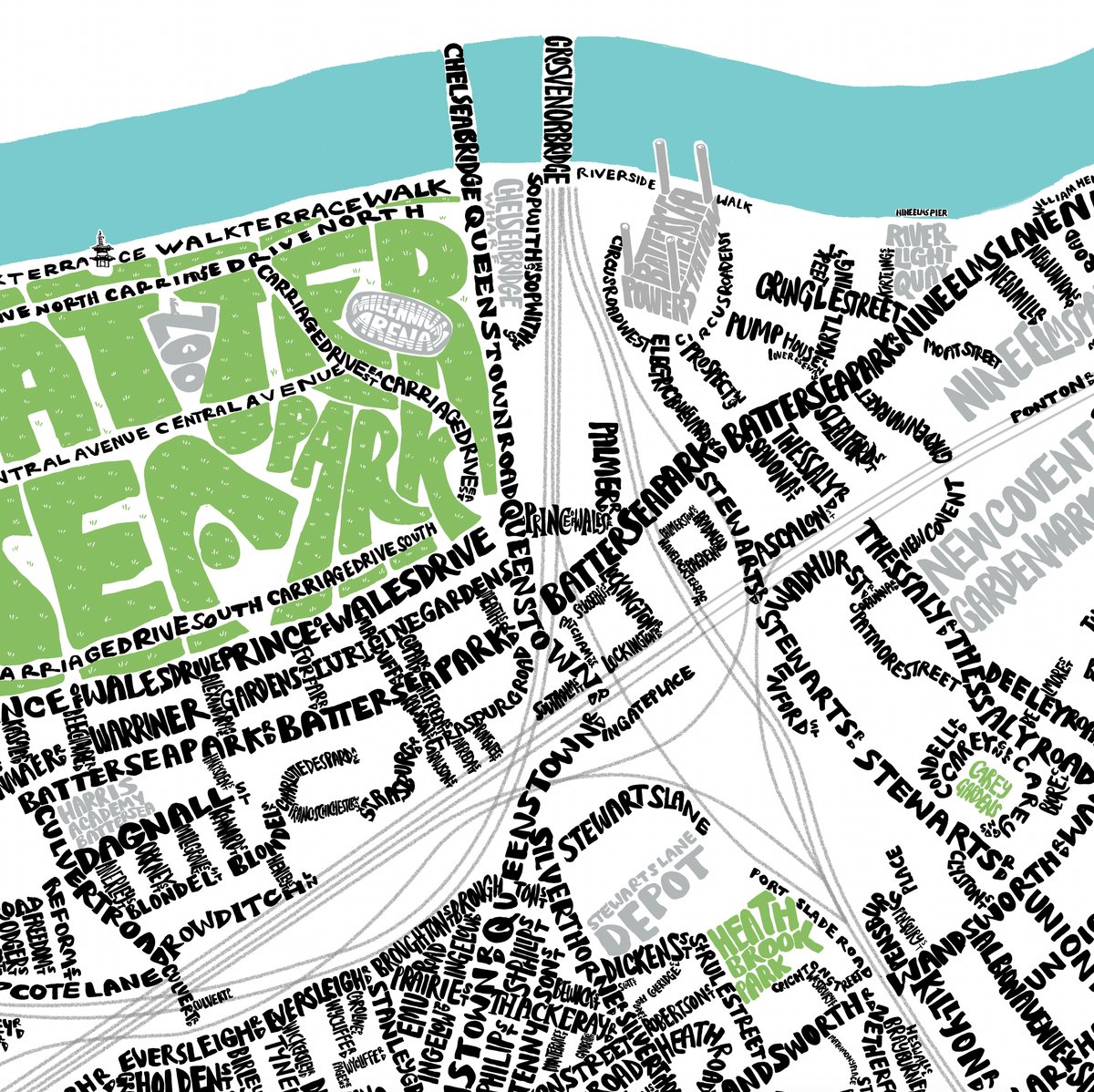 Nine Elms & Stockwell Type Map | Me On The Map