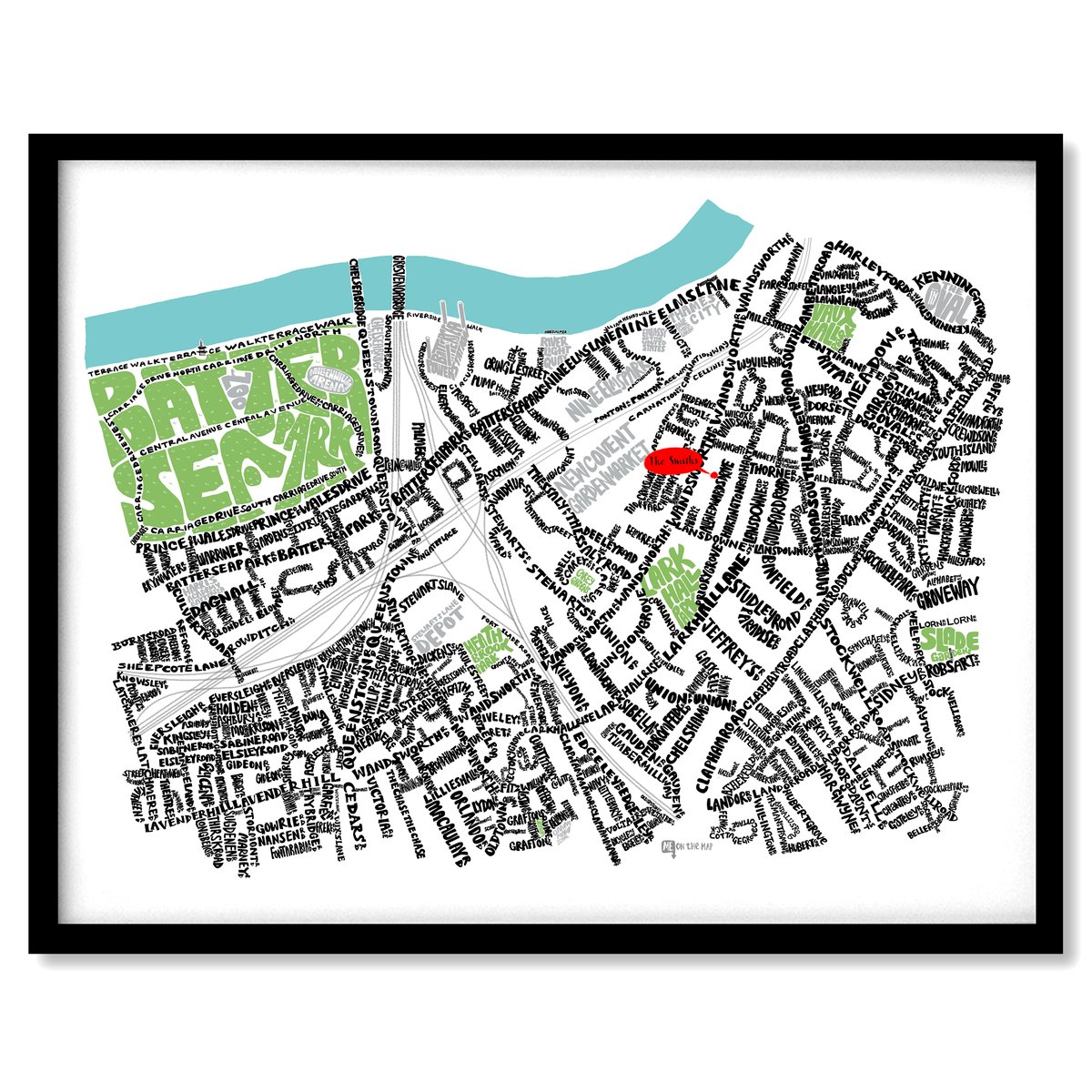 Nine Elms & Stockwell Type Map | Me On The Map