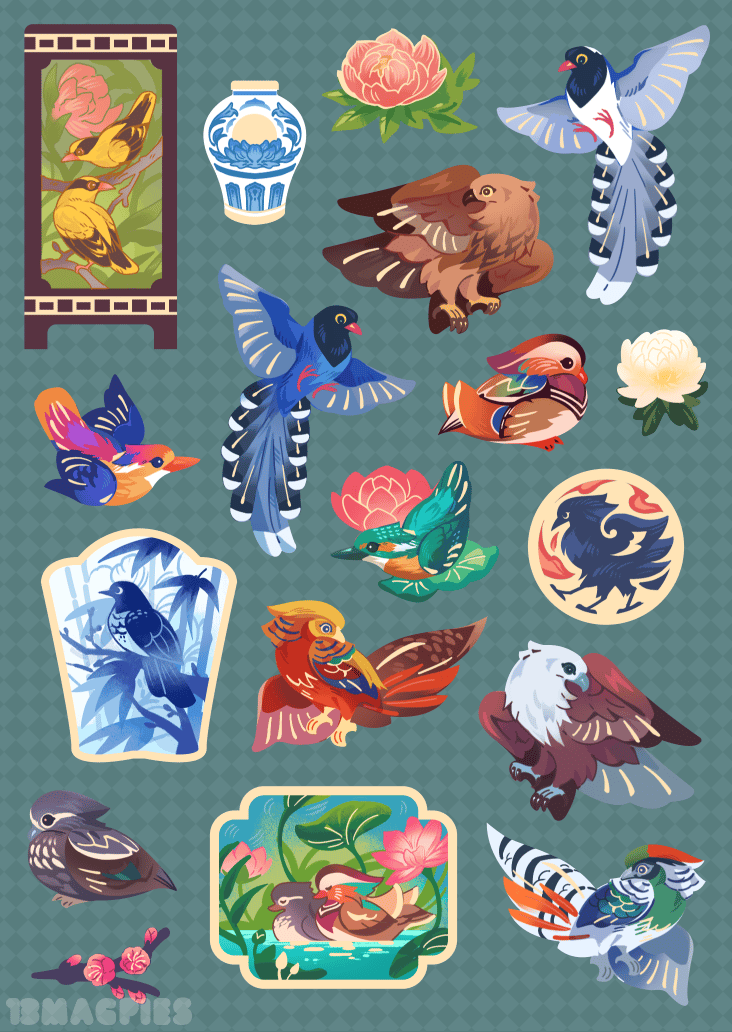 Birds in Chinese Art - Sticker Sheet