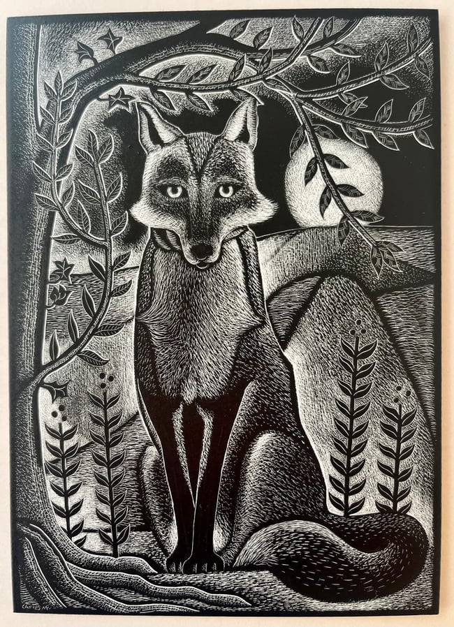 FOX BY MOONLIGHT ENGRAVING